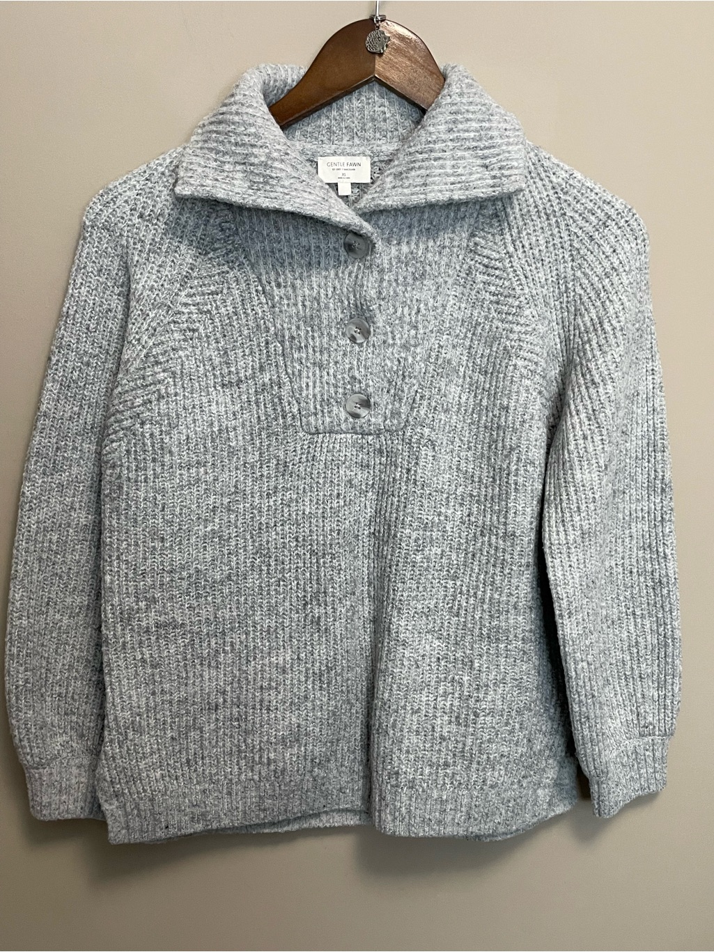 Gentle Fawn Heather Gray Ribbed Button Pullover Women’s Xs